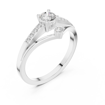 V-Shaped Solitaire Diamond Engagement Ring | Channel-Set Side Stones