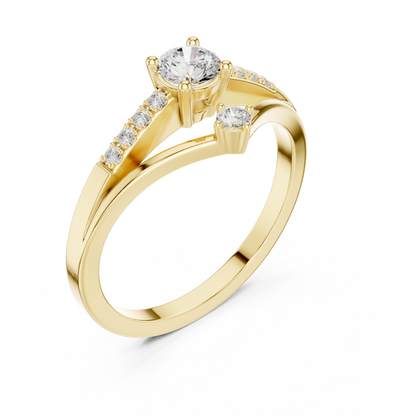 V-Shaped Solitaire Diamond Engagement Ring | Channel-Set Side Stones