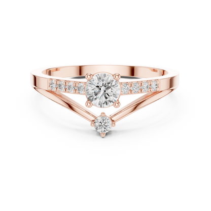 V-Shaped Solitaire Diamond Engagement Ring | Channel-Set Side Stones