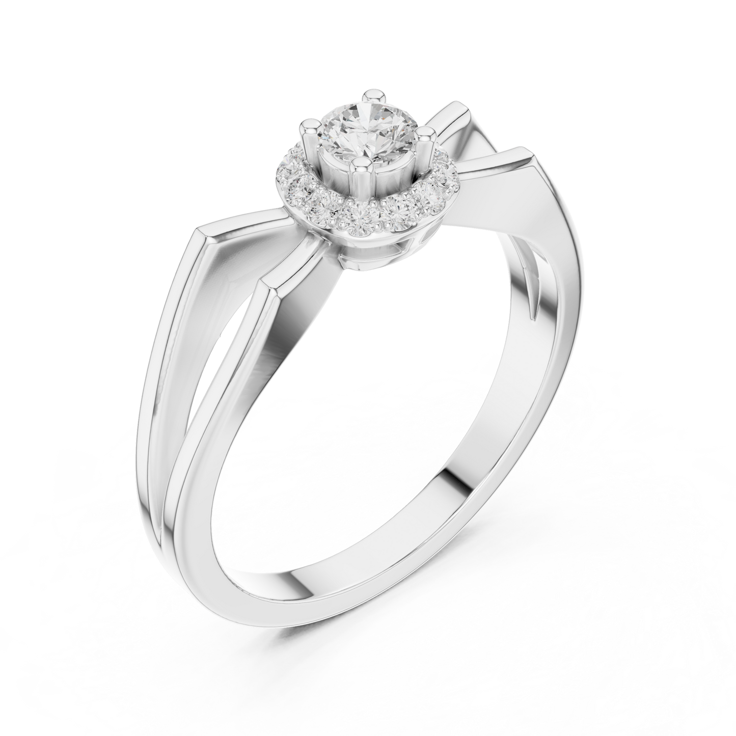 Halo Diamond Engagement Ring | Split-Shank Band