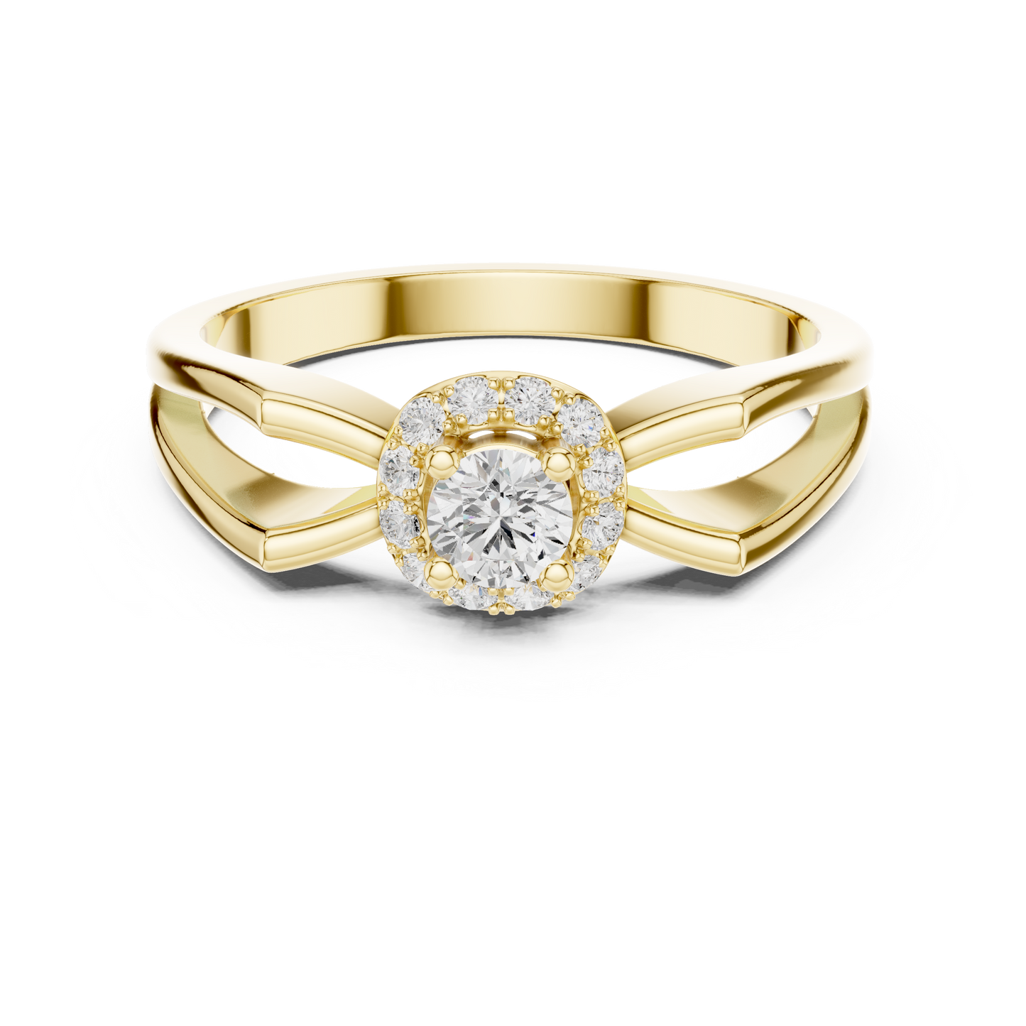 Halo Diamond Engagement Ring | Split-Shank Band