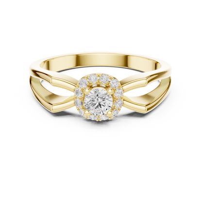 Halo Diamond Engagement Ring | Split-Shank Band