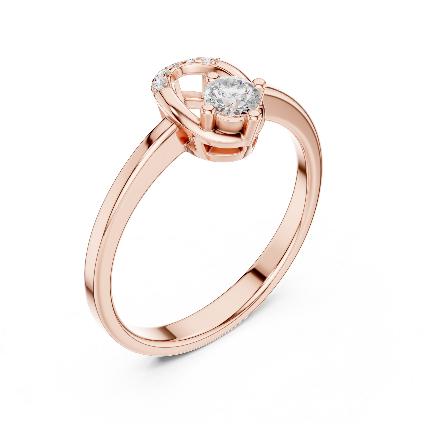"Two Become One" Horseshoe Wedding Set | Diamond Solitaire with Wrap Ring