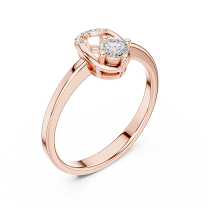 "Two Become One" Horseshoe Wedding Set | Diamond Solitaire with Wrap Ring