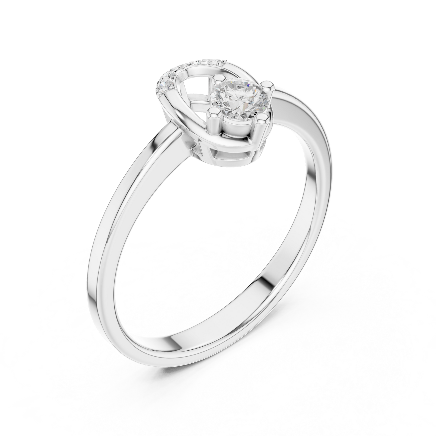 "Two Become One" Horseshoe Wedding Set | Diamond Solitaire with Wrap Ring