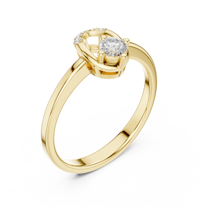 "Two Become One" Horseshoe Wedding Set | Diamond Solitaire with Wrap Ring