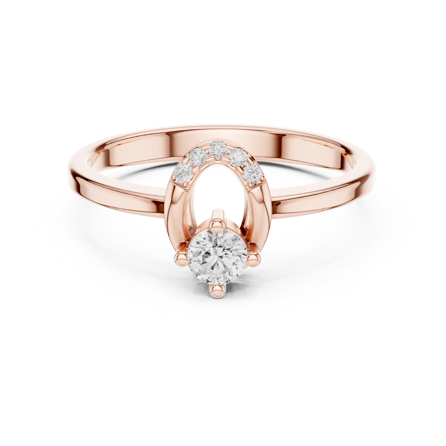 "Two Become One" Horseshoe Wedding Set | Diamond Solitaire with Wrap Ring