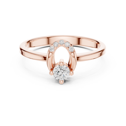 "Two Become One" Horseshoe Wedding Set | Diamond Solitaire with Wrap Ring