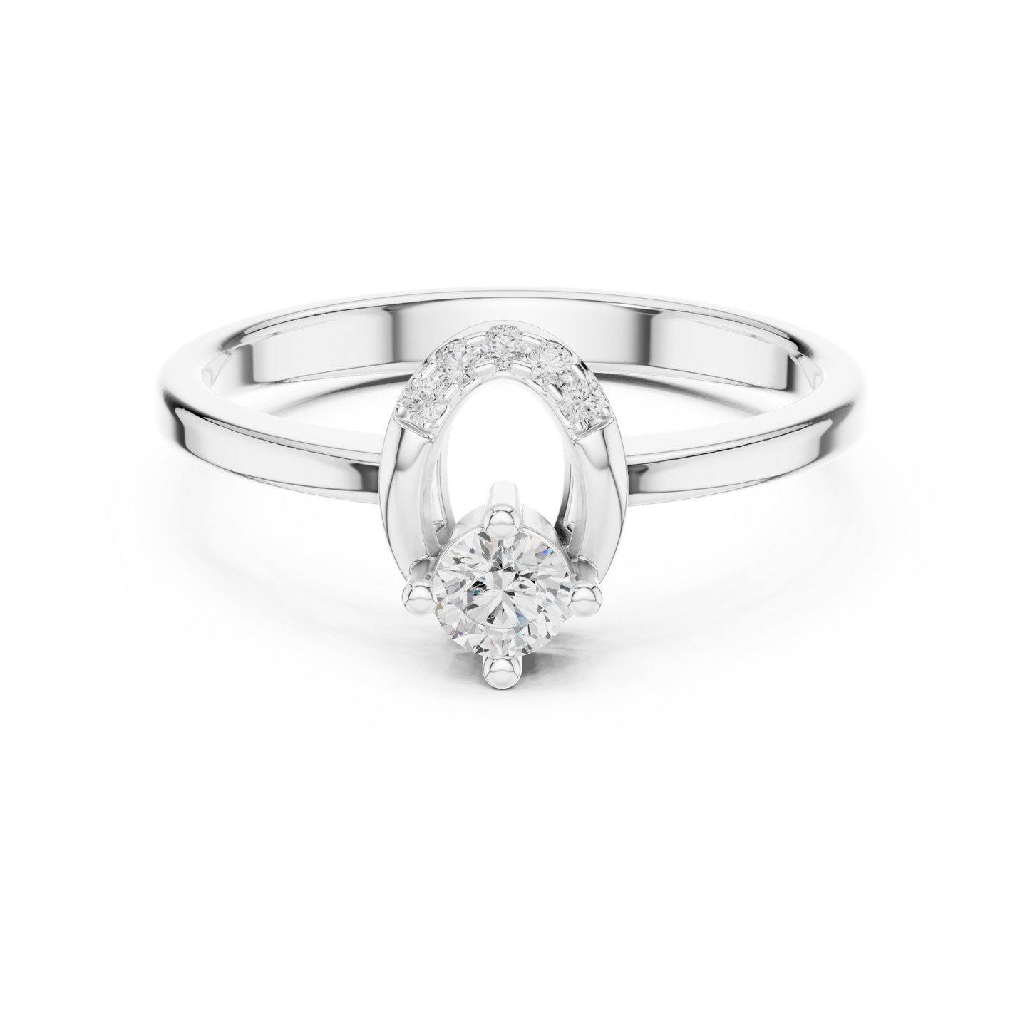 "Two Become One" horseshoe wedding set in 935 silver with diamond solitaire

White gold engagement ring with matching diamond horseshoe wrap ring

Elegant bridal set featuring interlocking solitaire and horseshoe pavé diamonds