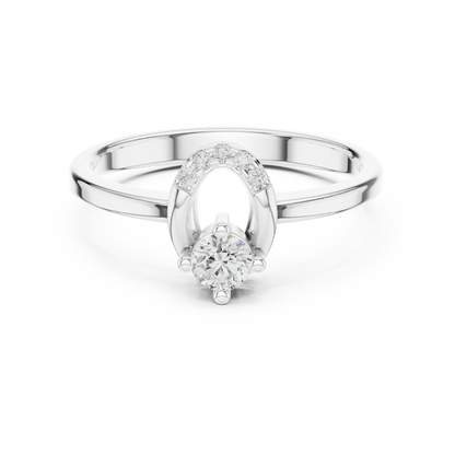 "Two Become One" horseshoe wedding set in 935 silver with diamond solitaire

White gold engagement ring with matching diamond horseshoe wrap ring

Elegant bridal set featuring interlocking solitaire and horseshoe pavé diamonds