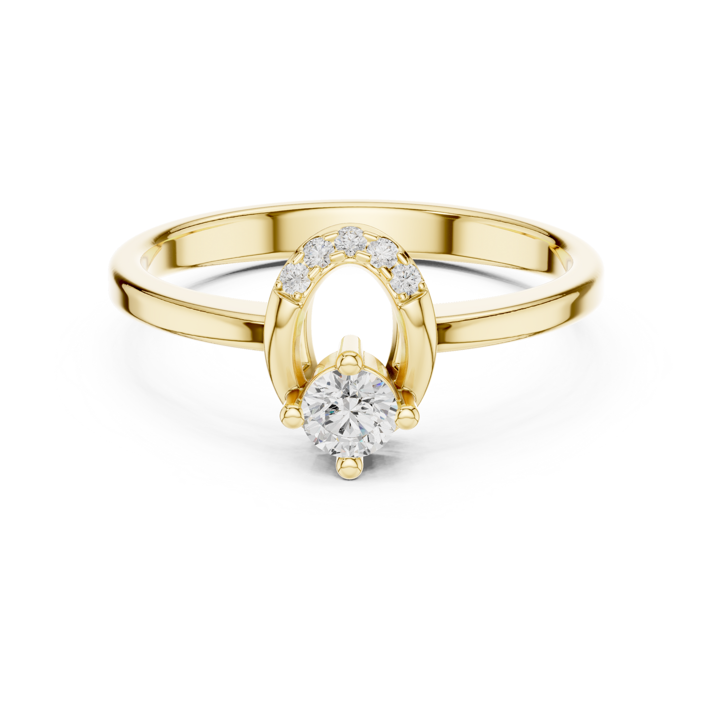"Two Become One" Horseshoe Wedding Set | Diamond Solitaire with Wrap Ring