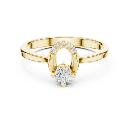"Two Become One" Horseshoe Wedding Set | Diamond Solitaire with Wrap Ring