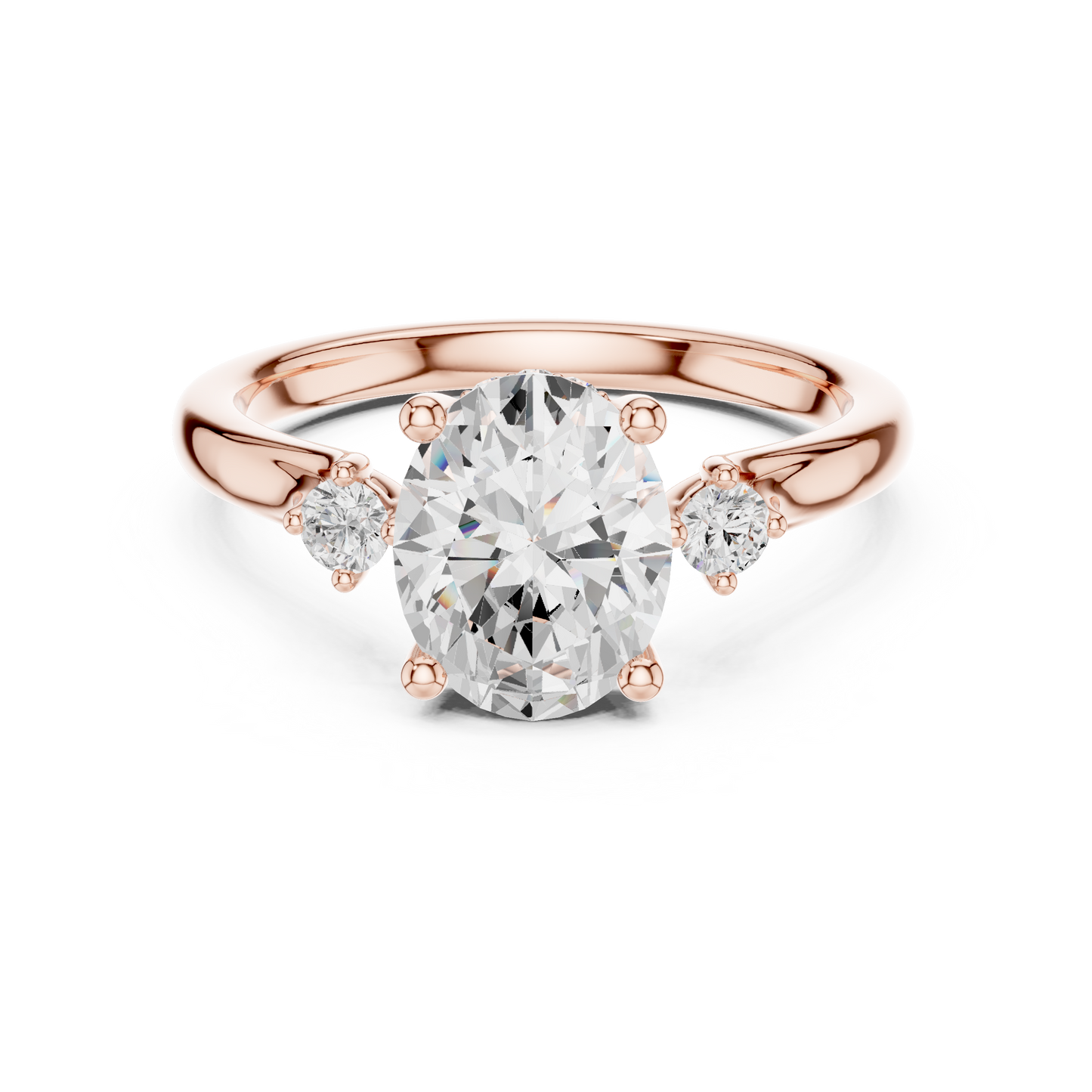 Oval-Cut Center Diamond Engagement Ring | Pear-Cut Side Stones