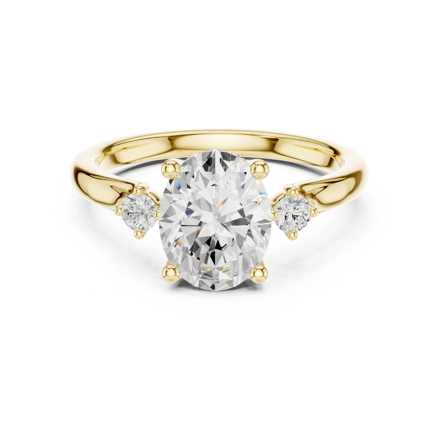 Oval-Cut Center Diamond Engagement Ring | Pear-Cut Side Stones