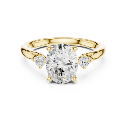 Oval-Cut Center Diamond Engagement Ring | Pear-Cut Side Stones