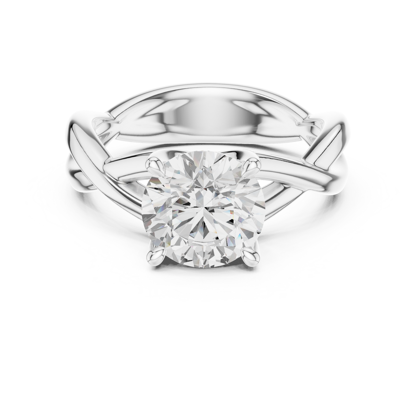 Carmela open-twist solitaire engagement ring in 935 silver

White gold engagement ring featuring open-twist band and solitaire diamond

Elegant women’s ring with flowing twisted solitaire design