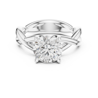 Carmela open-twist solitaire engagement ring in 935 silver

White gold engagement ring featuring open-twist band and solitaire diamond

Elegant women’s ring with flowing twisted solitaire design