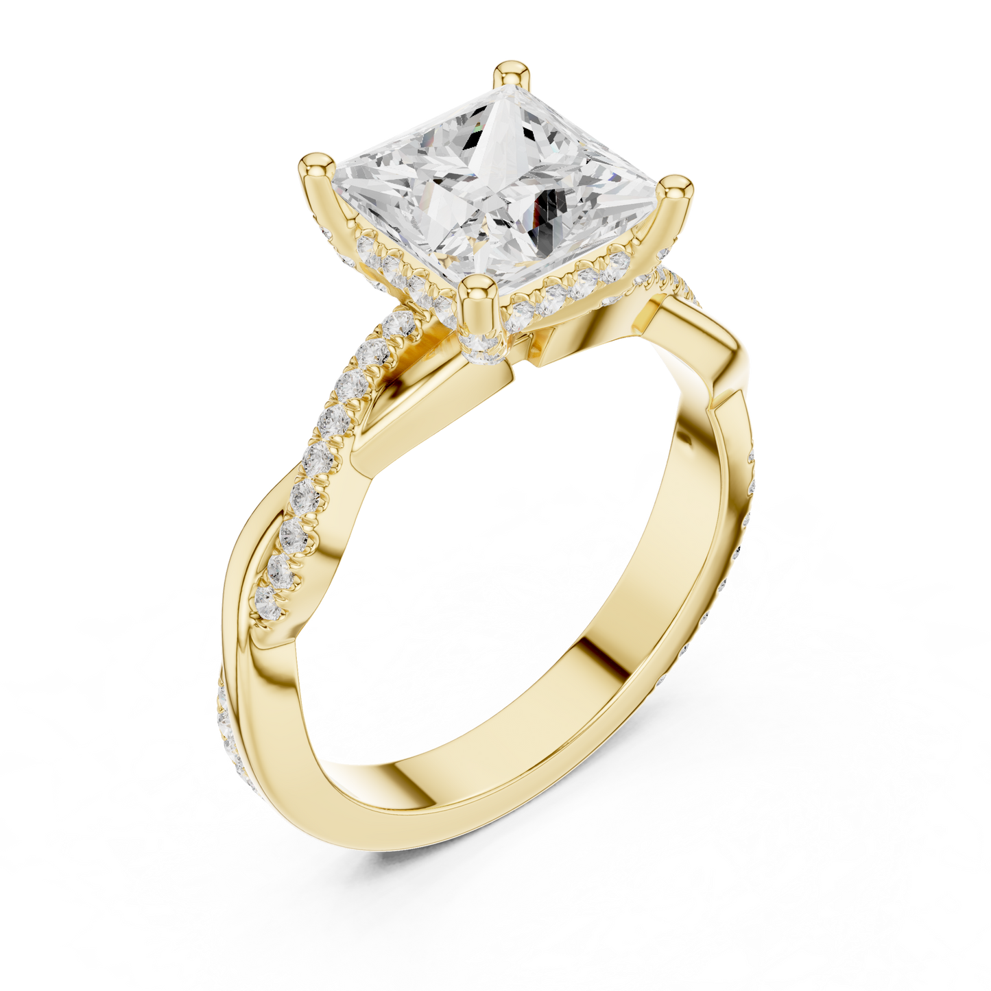 Princess-Cut Diamond Engagement Ring | Twisted Vine Pavé Design
