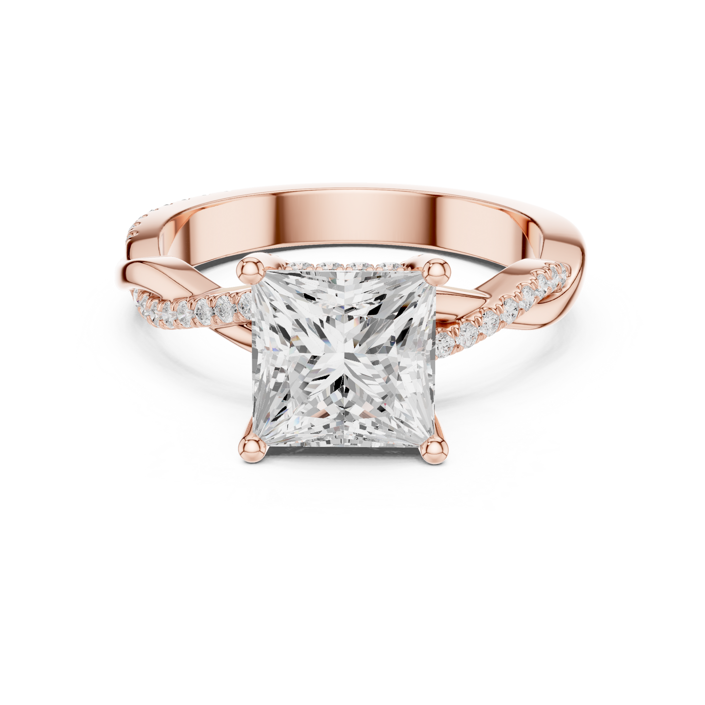Princess-Cut Diamond Engagement Ring | Twisted Vine Pavé Design