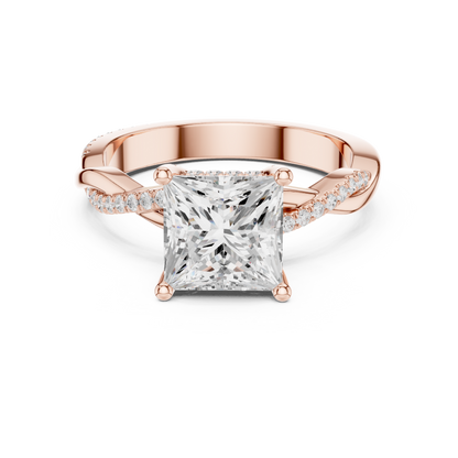 Princess-Cut Diamond Engagement Ring | Twisted Vine Pavé Design