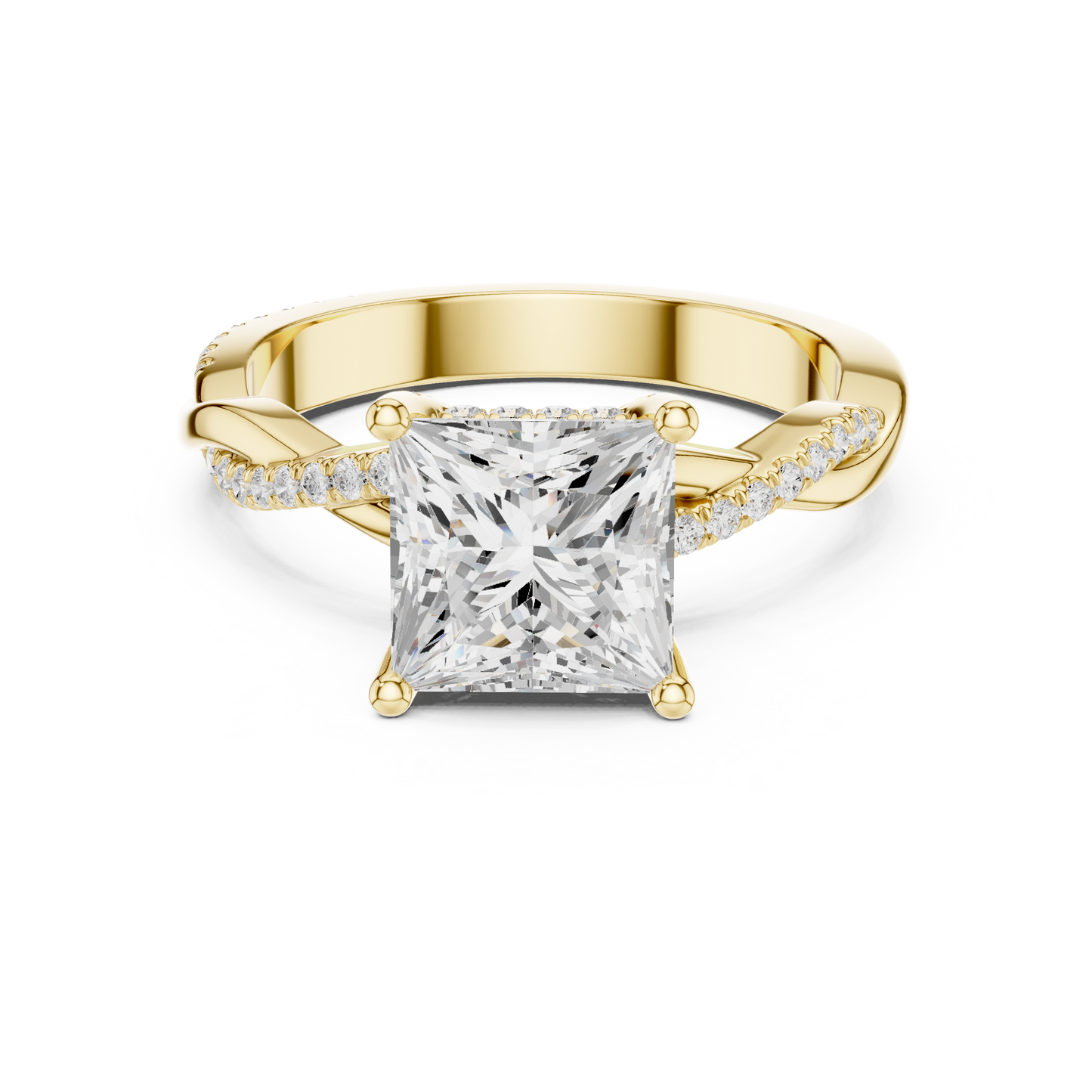 Princess-Cut Diamond Engagement Ring | Twisted Vine Pavé Design