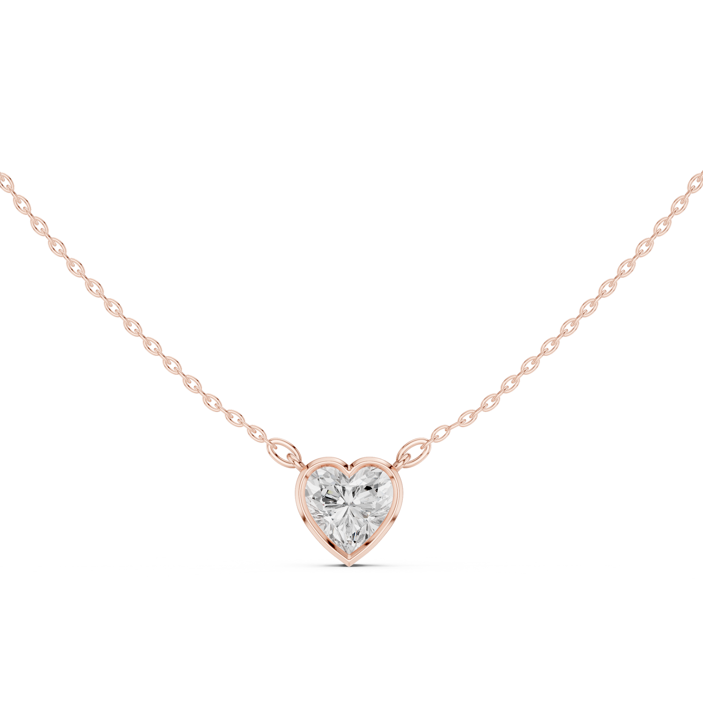 Heart-Shaped Diamond Solitaire Pendant Necklace | Bezel Setting