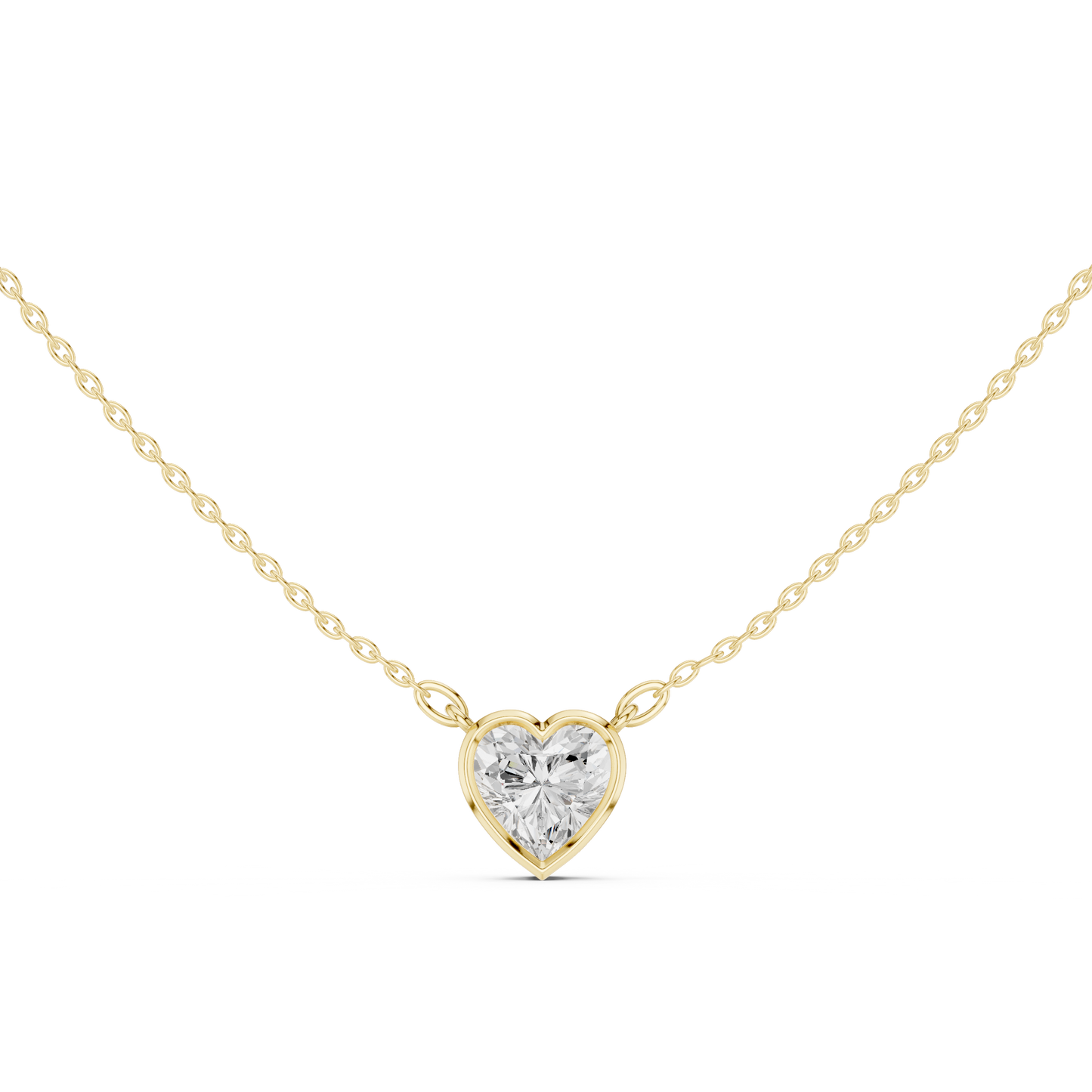 Heart-Shaped Diamond Solitaire Pendant Necklace | Bezel Setting