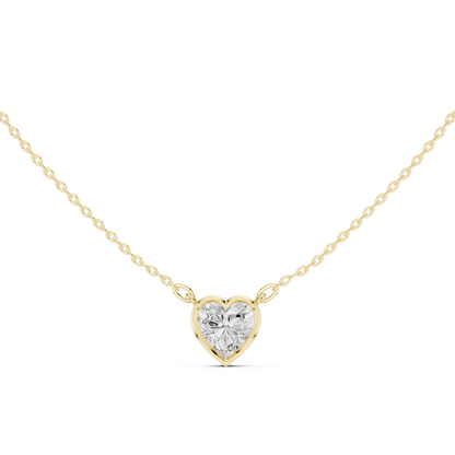 Heart-Shaped Diamond Solitaire Pendant Necklace | Bezel Setting