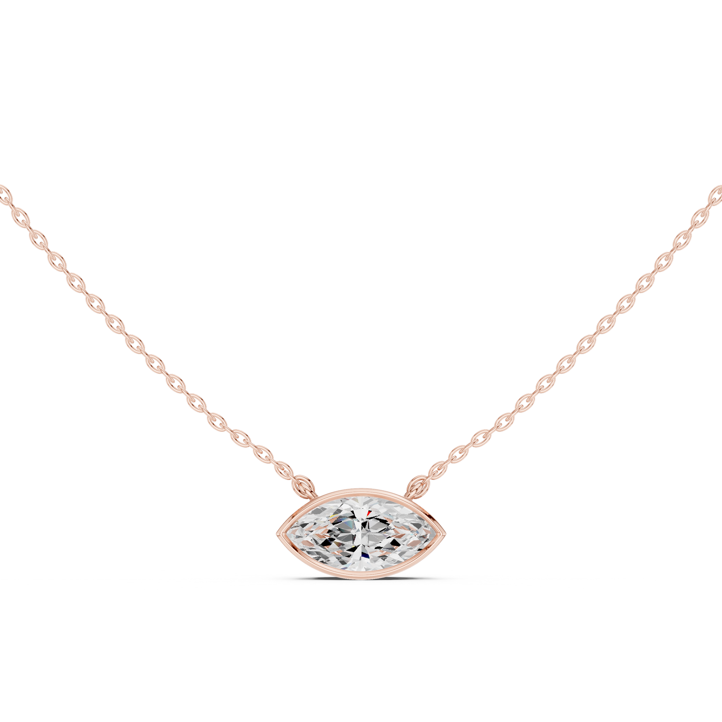 Marquise-Cut Lab-Grown Diamond Solitaire Necklace | Bezel Setting