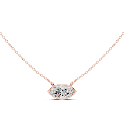 Marquise-Cut Lab-Grown Diamond Solitaire Necklace | Bezel Setting