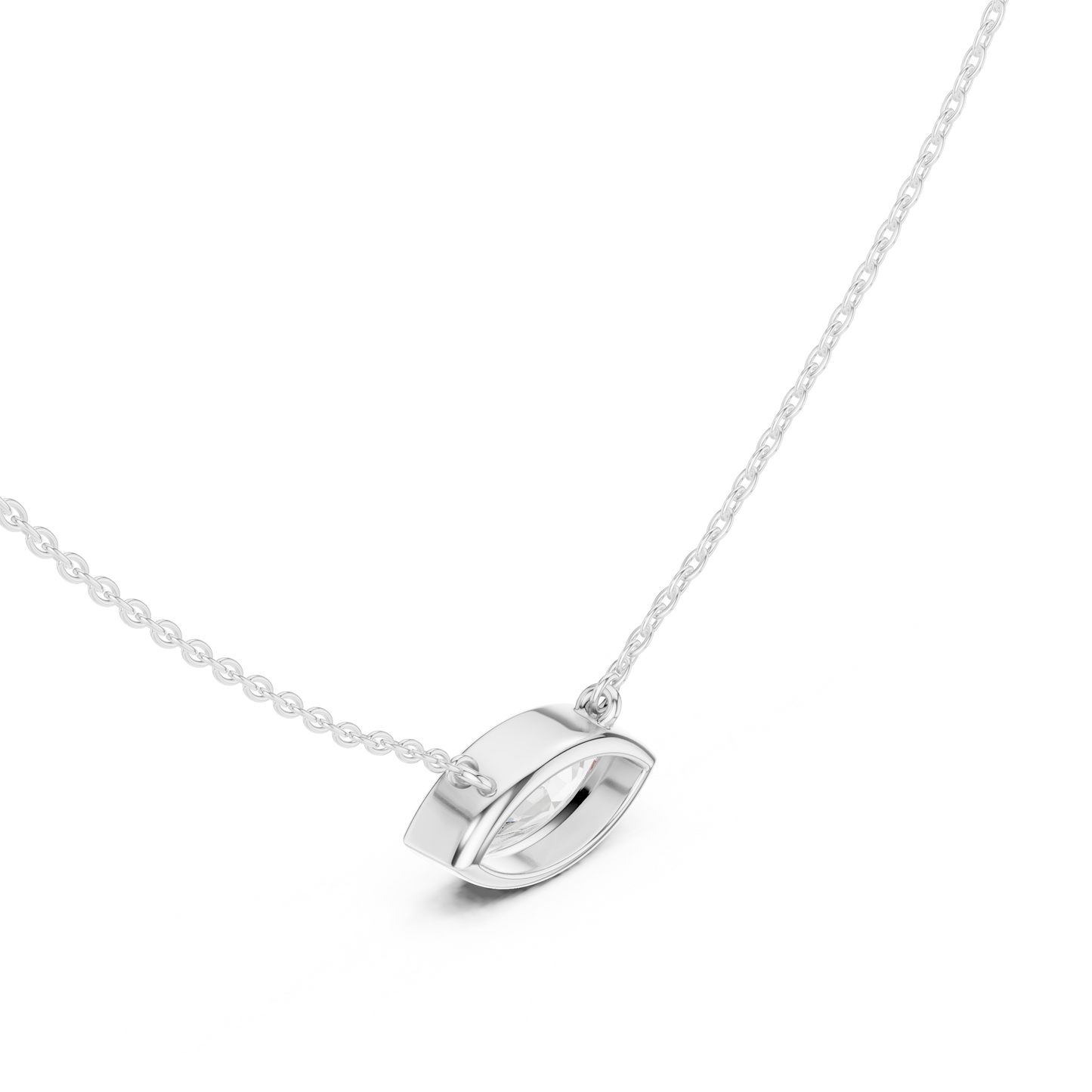 Marquise-Cut Lab-Grown Diamond Solitaire Necklace | Bezel Setting