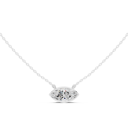 Marquise-cut lab-grown diamond solitaire necklace in 935 silver

White gold pendant featuring marquise-cut bezel-set diamond

Elegant women’s necklace with marquise-cut solitaire diamond