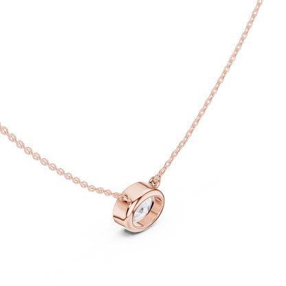 Oval-Cut Diamond Solitaire Pendant Necklace | White Gold Bezel