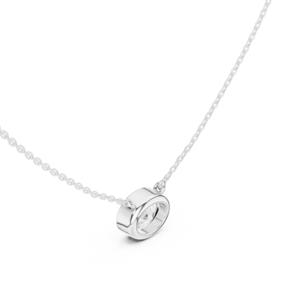 Oval-Cut Diamond Solitaire Pendant Necklace | White Gold Bezel