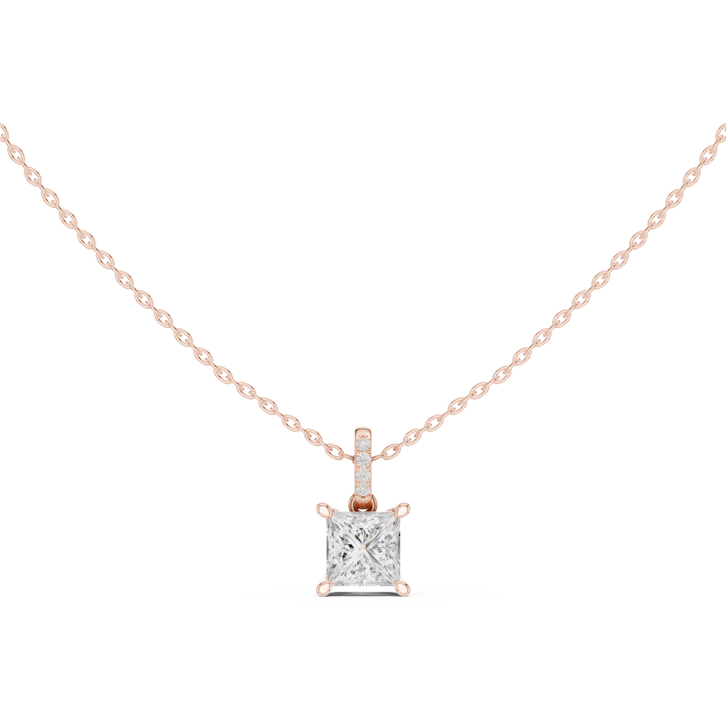 Princess-Cut Solitaire Diamond Pendant | Timeless Elegance