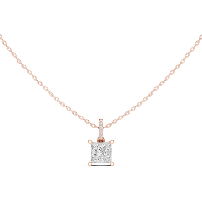 Princess-Cut Solitaire Diamond Pendant | Timeless Elegance