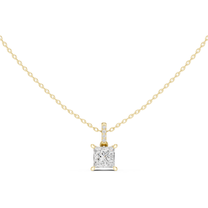 Princess-Cut Solitaire Diamond Pendant | Timeless Elegance