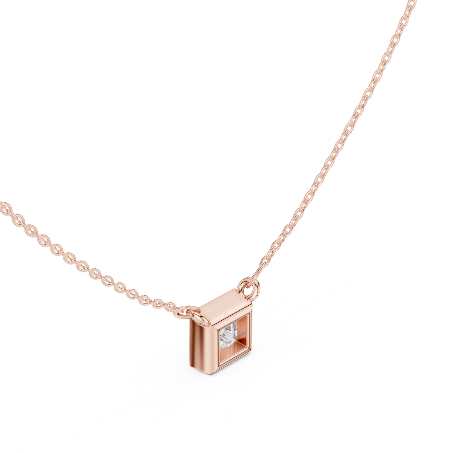 Princess-Cut Solitaire Diamond Pendant Necklace | Modern Elegance