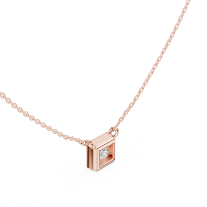 Princess-Cut Solitaire Diamond Pendant Necklace | Modern Elegance