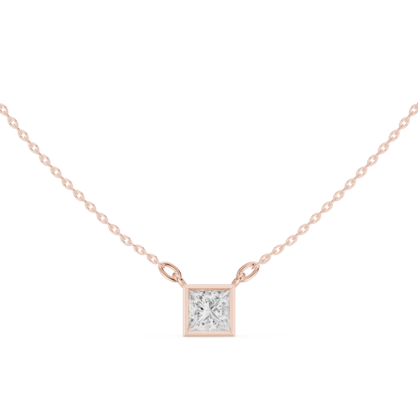 Princess-Cut Solitaire Diamond Pendant Necklace | Modern Elegance