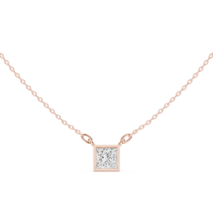 Princess-Cut Solitaire Diamond Pendant Necklace | Modern Elegance