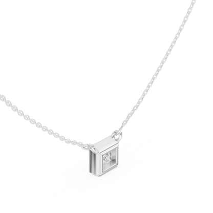 Princess-Cut Solitaire Diamond Pendant Necklace | Modern Elegance