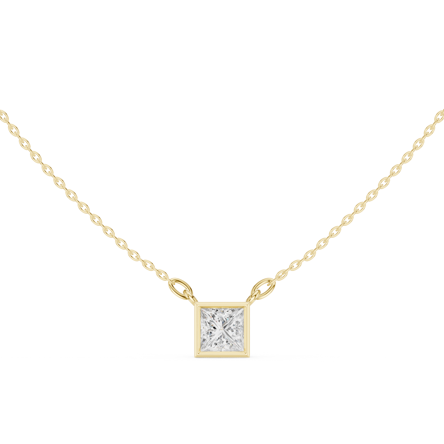 Princess-Cut Solitaire Diamond Pendant Necklace | Modern Elegance