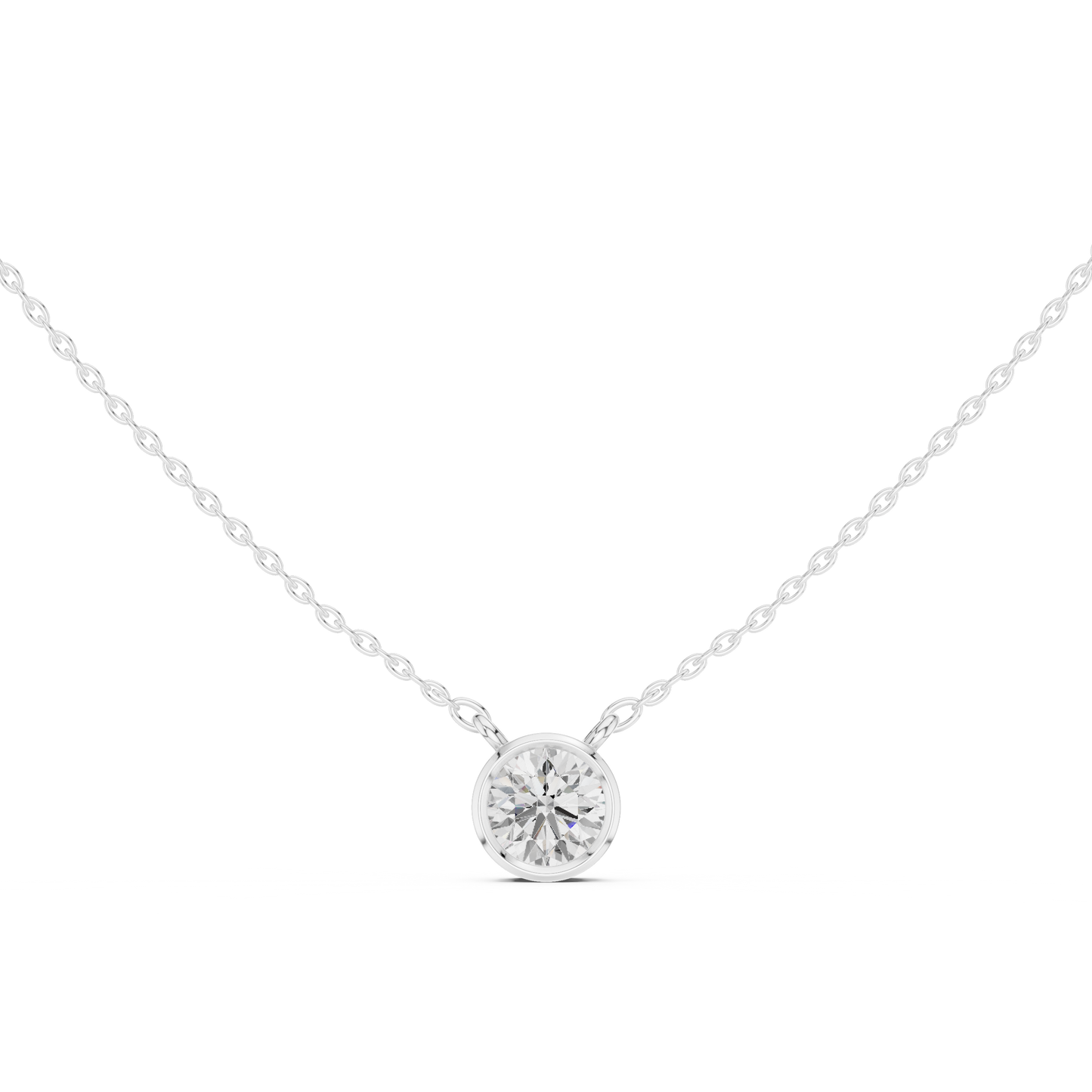 Diamond solitaire pendant necklace in 935 silver

Elegant white gold pendant with solitaire diamond

Classic women’s pendant featuring single sparkling diamond