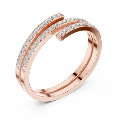 Hyperbola Twist Rows Diamond Ring | Modern Sculptural Elegance
