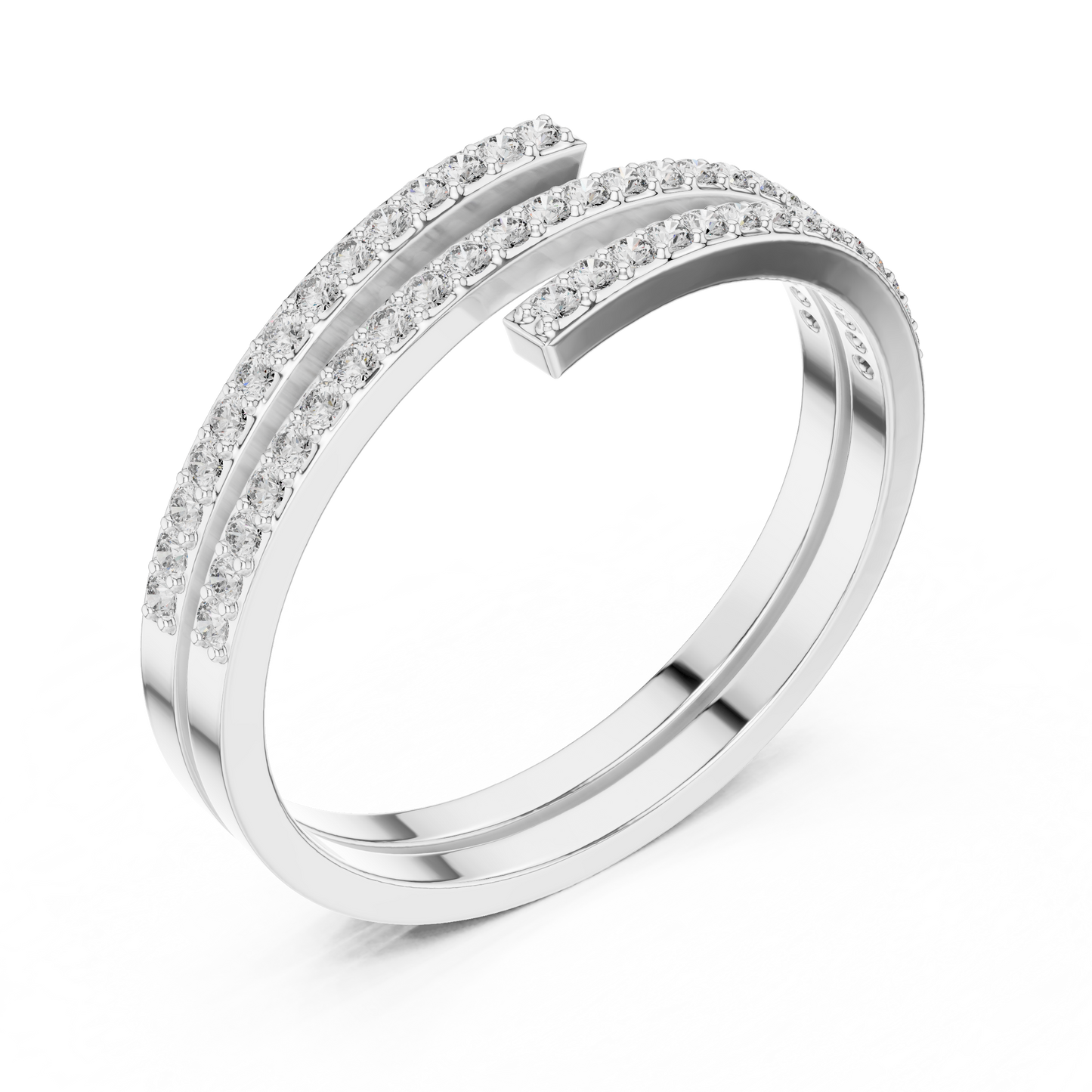 Hyperbola Twist Rows Diamond Ring | Modern Sculptural Elegance