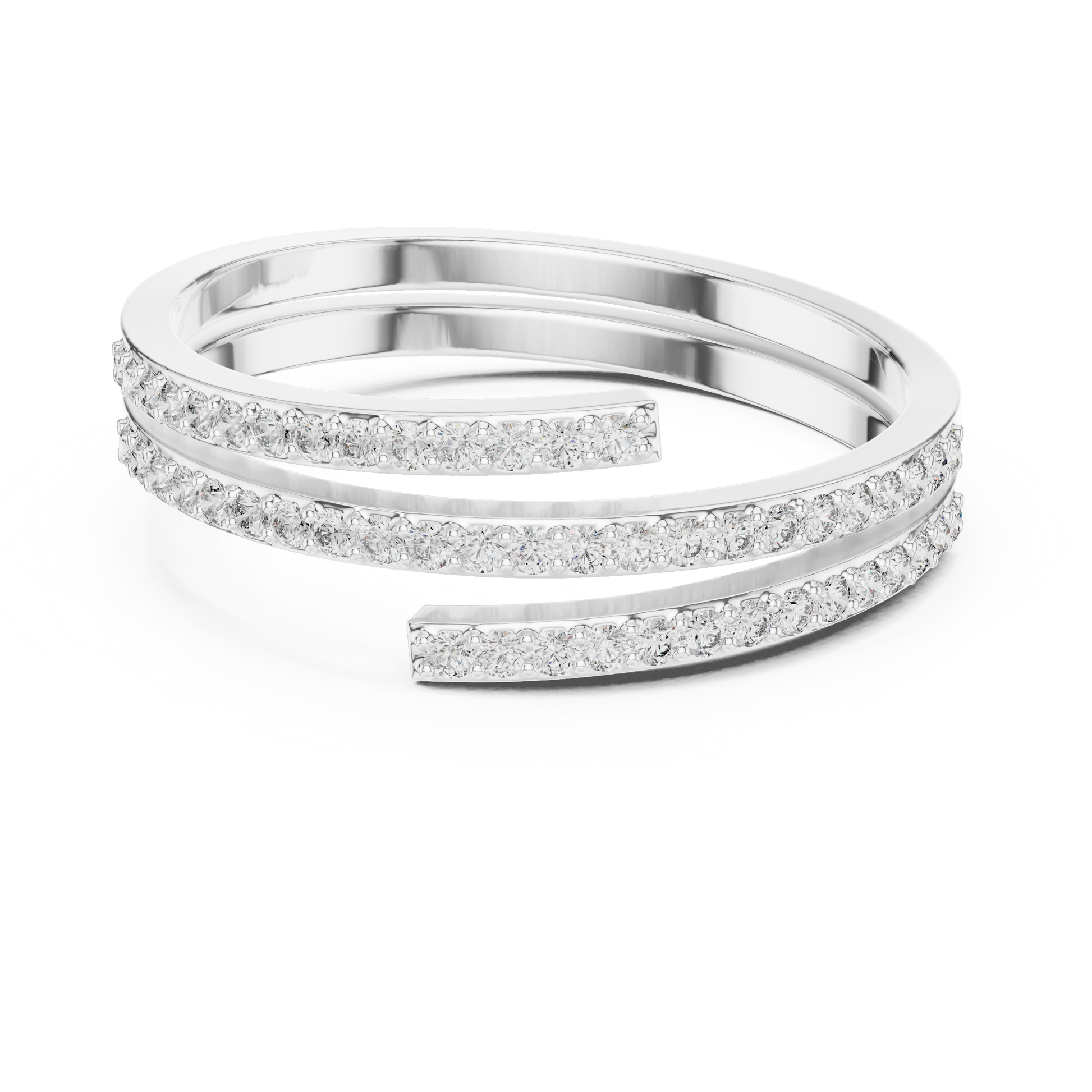 Hyperbola twist rows diamond ring featuring intertwined bands adorned with sparkling diamonds