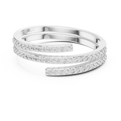 Hyperbola twist rows diamond ring featuring intertwined bands adorned with sparkling diamonds
