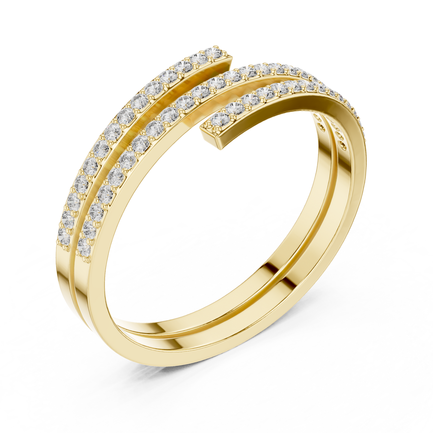 Hyperbola Twist Rows Diamond Ring | Modern Sculptural Elegance