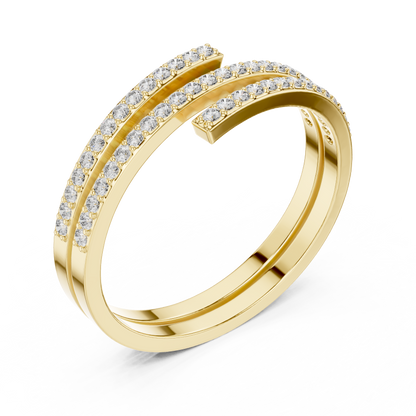 Hyperbola Twist Rows Diamond Ring | Modern Sculptural Elegance